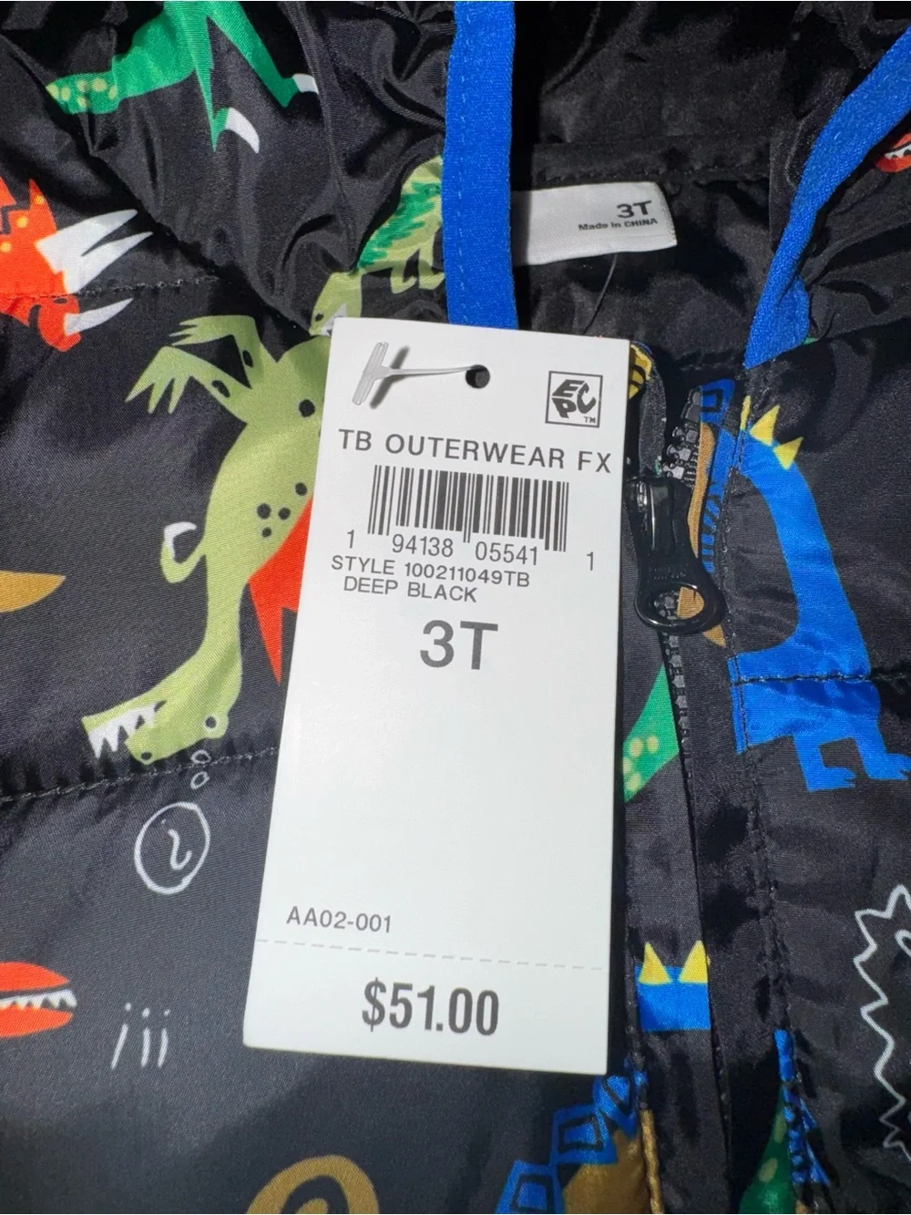 Epic Threads Toddler Boy Dinosaur Jacket 3T NEW